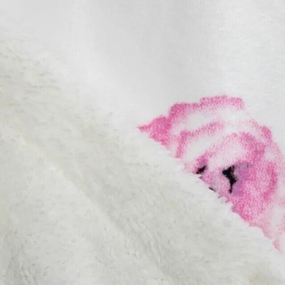 Justice "Nap Queen" Floral Sherpa Backed Throw Blanket, 50" x 60", Pink - Picture 4 of 6